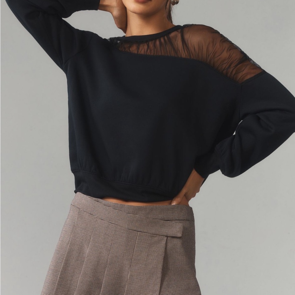 Maeve sheer shoulder pullover knit top size L